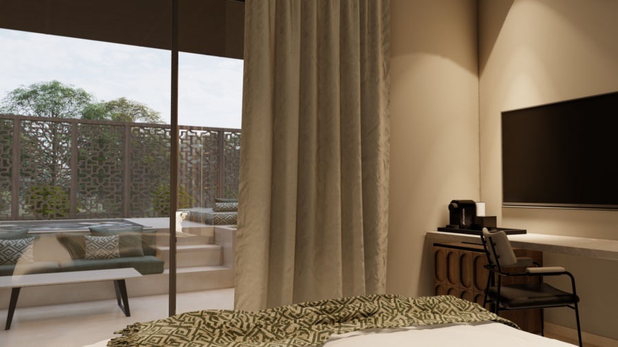 Premium Double  Twin Rooms with heated Jacuzzi & Pool View  - Bedroom